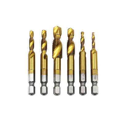 China In All Holes 6pcs Hex Leg Hand Tap HSS Screw Spiral Point Metric Thread Socket Drill Bits for sale