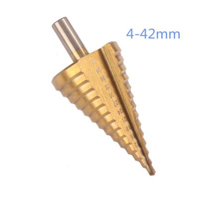 China Thin Iron Tope Quality HSS Step Drill Bit With Titanium Coating For Round Shank for sale