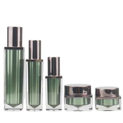 China 30g 50g 30ml 60ml 100ml 120ml Cosmetic Container Square Coating Acrylic Spray Jasper Bottle for sale