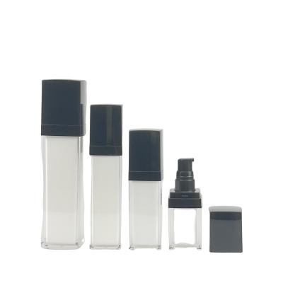 China Cosmetic Lotion Cosmetic Jars And Bottles Set Plastic Cream Jar , Black Top Square Acrylic Lotion Bottles for sale