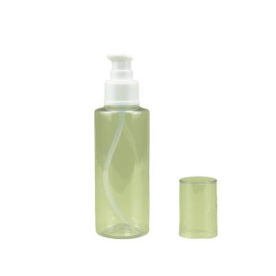 China 125ML Cosmetic Color High Quality Transparent PET Material Serum Bottle With Lotion Pump And Cover for sale