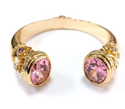 China Plating Brass Bangle Bracelets Cuff Jewelry Garnet Stones Silver Jewelry Glitter CZ for sale