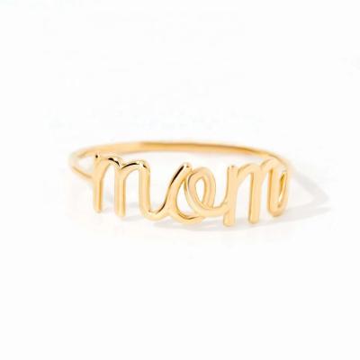 China Stainless Steel 18K Gold MOM Stacking Ring For Women Fine Jewelry for sale