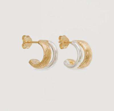 China 18K Gold and White Gold Shield Hoops Earrings for Women for sale
