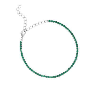 China White Gold Plated May Birthday Emerald Cubic Zircon Adjustable Tennis Chain Bracelet for sale