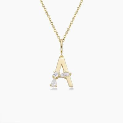 China 925 Sterling Silver CZ Letter Pendants in Simply 18K Gold Plated for Fashion Jewelry for sale