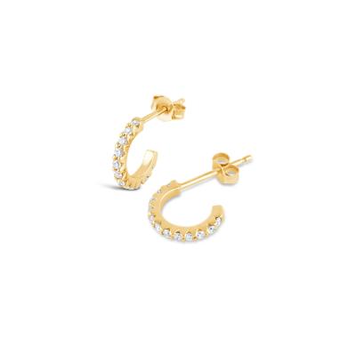 China Handmade 18K Gold Plated Mini Cubic Zircon Small Open Hoop Earrings with Princess Cut for sale