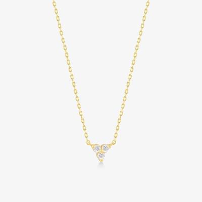 China 18K Gold Zircon Pendant Silver Chain Trio Diamond Cubic Zircon Necklace for sale