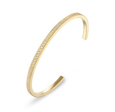 China Women Adjustable Bangle with Pave Zircons 18K Gold Plated Jewelry for sale