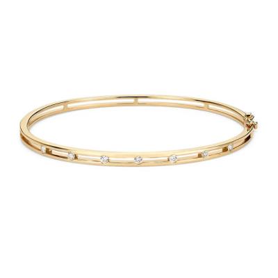 China Diamond Station Silver Bangle Bracelet 58mm 14k Gold Plated Bangles for sale