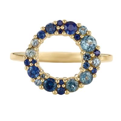 China 18K Gold Bubble Multi Color Sapphire Cubic Zircon 925 Sterling Silver Women's Ring for sale