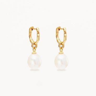 China 925 Silver Huggie Pearl Drop Earrings ZIRCON Huggie Earrings With Pearl Drop for sale