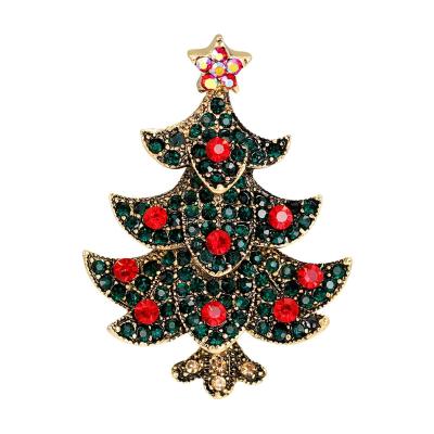 China Brass Christmas Tree Brooch Pin OEM Vintage Art Christmas Tree Pin for sale