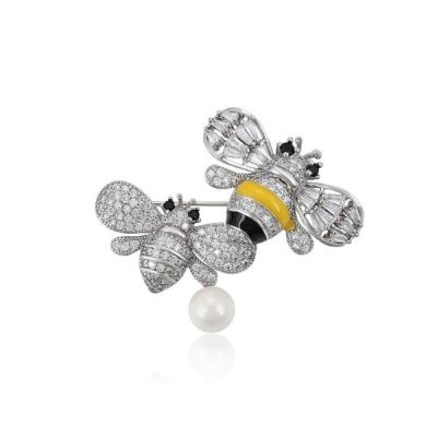 China Asombroso colorido broche de esmalte de abeja cristal de piedra de alfiler de abeja de abeja en venta