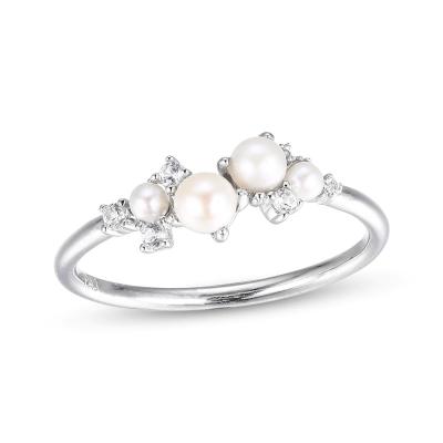 China White CZ Stackable 925 Sterling Silver Rings Size 3-10 Pearl Engagement Rings for sale