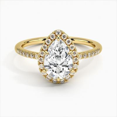 China 925 Sterling Silber Halo Weißgold Verlobungsringe zu verkaufen