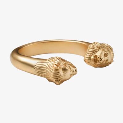 China Verstelbare Mens Lion Head Ring 18K Gold Grootte 5 - Grootte 10 Messing Lion Ring Te koop