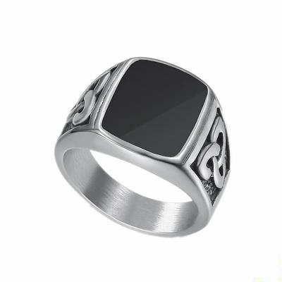 China Anillos de boda de acero inoxidable para hombres de esmalte negro tamaño 5 - 10 Anillo de boda de acero inoxidable en venta