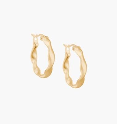 China Custom Fashion Earrings Thick 18 Gold Plated Wave Stainless Steel Hoops for sale