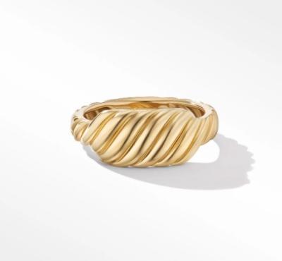 China Customized Logo Gold Plated David Cable Wave Men's Stainless Steel Rings for sale