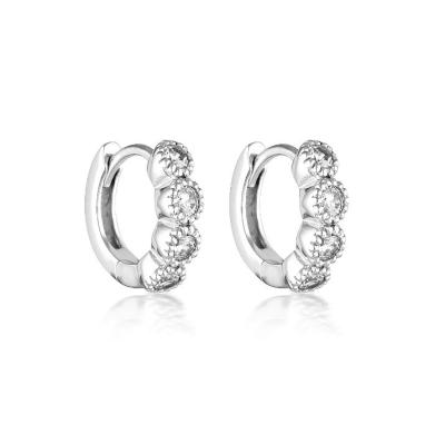 China 925 Sterling Silver Bezel Setting Cubic Zirconia Huggies Women Earrings for sale