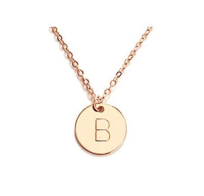 China 10mm Disc Stainless Steel Initial Pendant 45CM+5CM Stainless Steel Pendant Necklace for sale