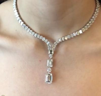 Chine Collier de tennis blanc plaqué au rhodium. à vendre