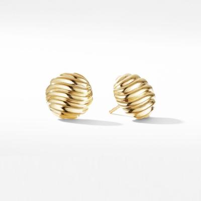 China OEM Sculpted Cable Stud Earrings 18K Gold Plated Stainless Steel Studs for sale