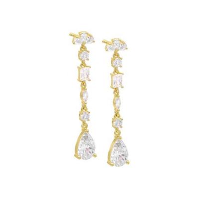 China Religious Inspiration S925 Sterling Silver Gemstone Drop Earrings in 18K Gold Plating for sale