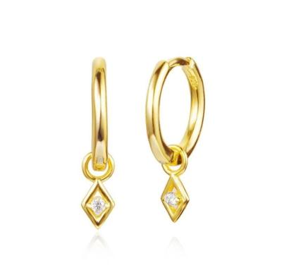 China Option Stone Color Trendy 18k Real Gold Plated Hoop Dangle Earring in 925 Sterling Silver for sale