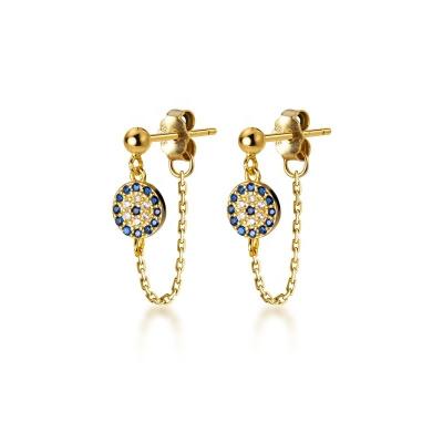 China 925 Sterling Silver CZ Diamond Gold Plated Eye Stud Earrings for Women Silver/Brass for sale