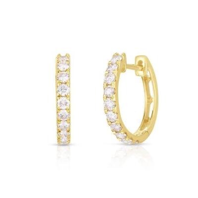 China Jewelry Type EARRINGS 18K Gold Plated CZ Sleeper Hoop for Women's 925 Sterling Silver for sale