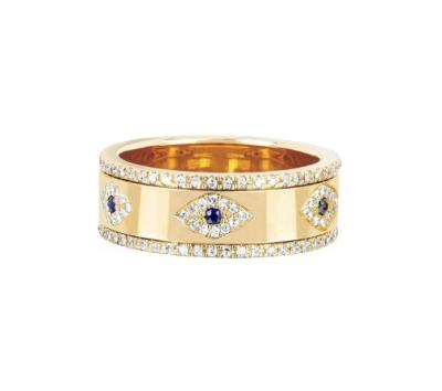 Chine Bleu Saphir Blanc CZ Eye Femmes Eternité Band Brass Eternité Ringe Pour Femmes à vendre