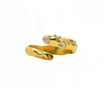 China Size 4-10 CZ Stone Ring 18K Gold Open Snake 925 Sterling Silver Animal Rings for sale