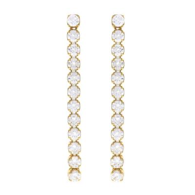 China Engagement Occasion Rhodium Plated 925 Sterling Silver Glittery Tennis Chain Drop Earrings for sale