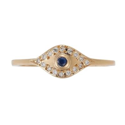 Cina 925 Sterling Silver Evil Eye Diamond Band Ring con argento placcato stile classico in vendita