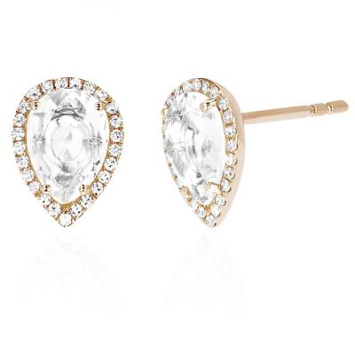 China 925 Sterling Silver 14K Gold Cubic Zircon Teardrop Shape Stud Earrings For Women Daily Jewelry Te koop