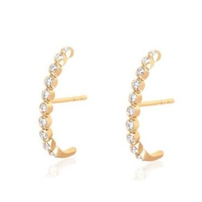 China 18K Gold Plated Bezel Setting White Cubic Zircon Stud Earrings For Women for sale