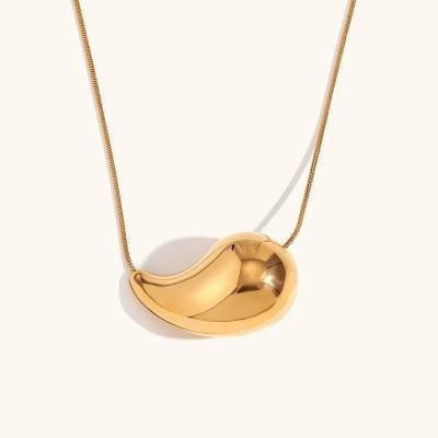 China Customized 18K Gold Teardrop Necklace 45+5cm Brass Teardrop Necklace for sale