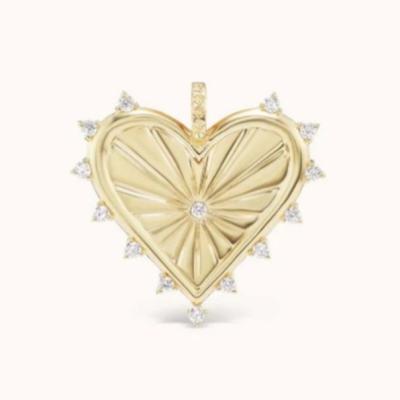 China 18K goud wit CZ Spiked Love Heart Charm ketting 925 Sterling zilveren hangers Te koop