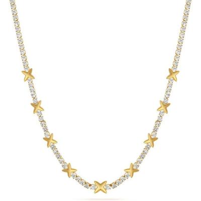 China OEM Classic Brass Tennis Star Pendant Necklace With Brilliant Cubic Zircon Stones for sale