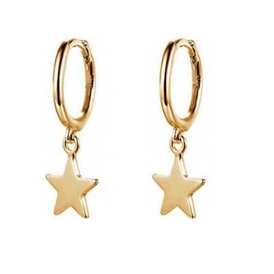 China Brass 14K Gold Star Shaped Hoop Earrings ForWomen Simple Daily Jewelry for sale