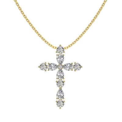 China Customize 925 Sterling Silver Cross Necklace 18k Silver Cross And Chain Ladies for sale