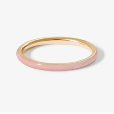 China Roze 18K-goudgeplatte ringen met glazuur, solide 925 sterling zilveren stapelringen Te koop