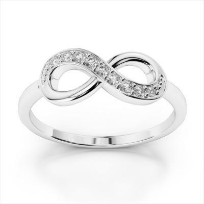 China White CZ Stone Love Infinity Rings in 925 Sterling Silver for Everlasting Romance for sale