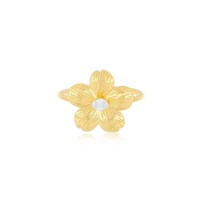 China Forever Flower 18K Gold Plated Oval CZ Women's Ring in 925 Sterling Silver Jewelry for sale