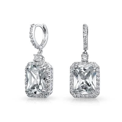 China 925 Sterling Silver Material Type Top Sales White Gold Plated Dangle Bridal Earrings for sale