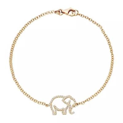 China 925 Sterling Silver Elephant Bracelet With Micro Insert Technology And White Diamond CZ for sale