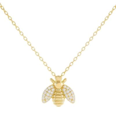 China Fashion 18K Gold Plated Bee Pendant Necklace Handmade By 925 Sterling Silver Jewelry for sale