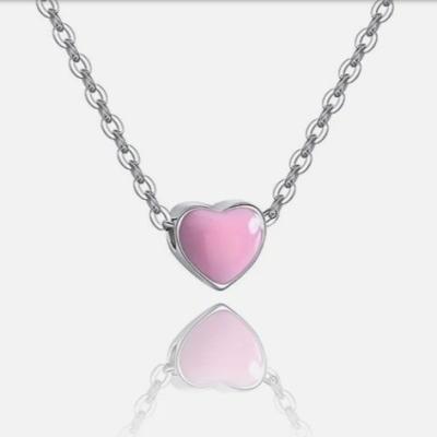 China Rhodium Plated Small Pink Heart Valentine'S Day Women'S 925 Sterling Silver Pendants for sale